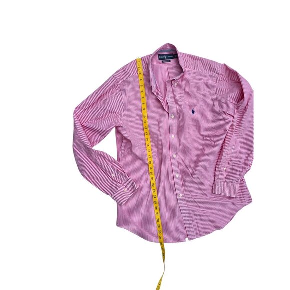 Ralph Lauren Red & White Striped Long Sleeve Button-Down Shirt Classic Fit Size - Picture 4 of 5